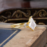 Nature Inspired Leaf Twisted Infinity Ring Kite Cut 2 Carat 6-Prong Moissanite Bridal Ring